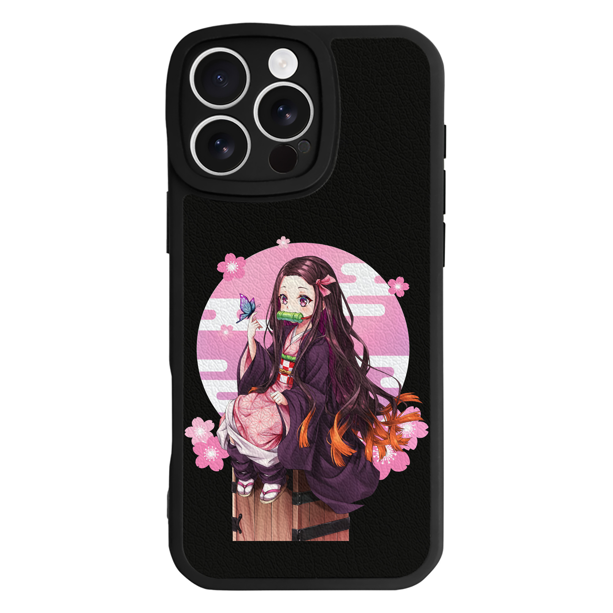 （画像用） 鬼滅の刃（きめつのやいば）竈門 禰󠄀豆子／かまど ねずこ Kamado Nezuko 【iPhone 16シリーズ対応】シリコンスマホケース（レザー調） 材質：シリコン